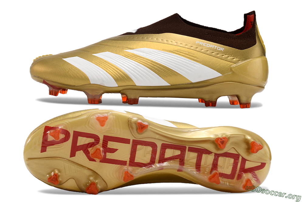 Adidas Predator 24 Elite Laceless FG Football Boots - Gold/White/Brown 1