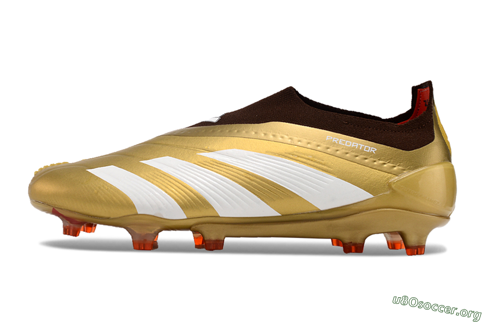 Adidas Predator 24 Elite Laceless FG Football Boots - Gold/White/Brown 3