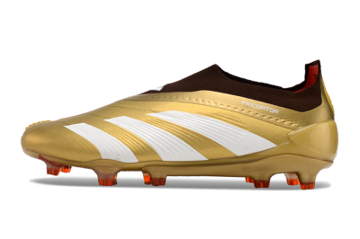 Adidas Predator 24 Elite Laceless FG Football Boots - Gold/White/Brown