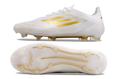 Adidas F50 Adizero FG Football Boots - White/Gold
