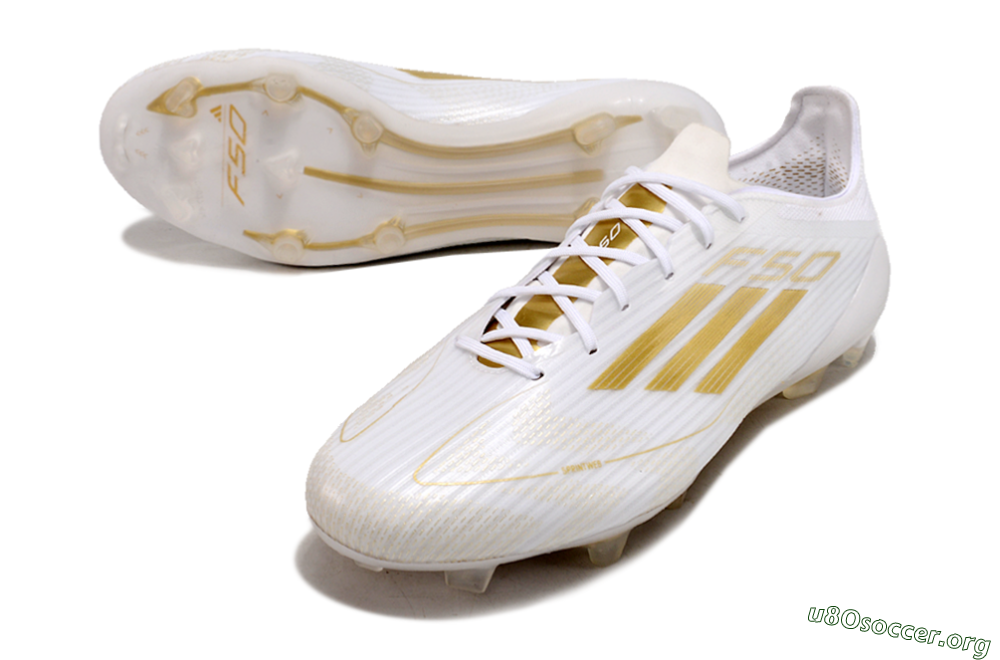 Adidas F50 Adizero FG Football Boots - White/Gold 3