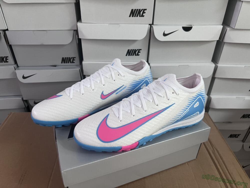 Nike Air Zoom Mercurial Vapor 16 Elite TF Football Shoes - White/Pink/Blue