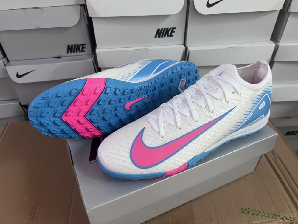 Nike Air Zoom Mercurial Vapor 16 Elite TF Football Shoes - White/Pink/Blue