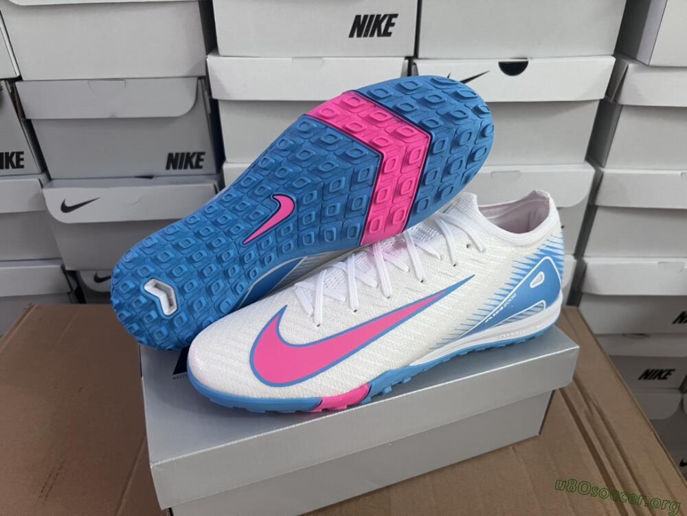 Nike Air Zoom Mercurial Vapor 16 Elite TF Football Shoes - White/Pink/Blue