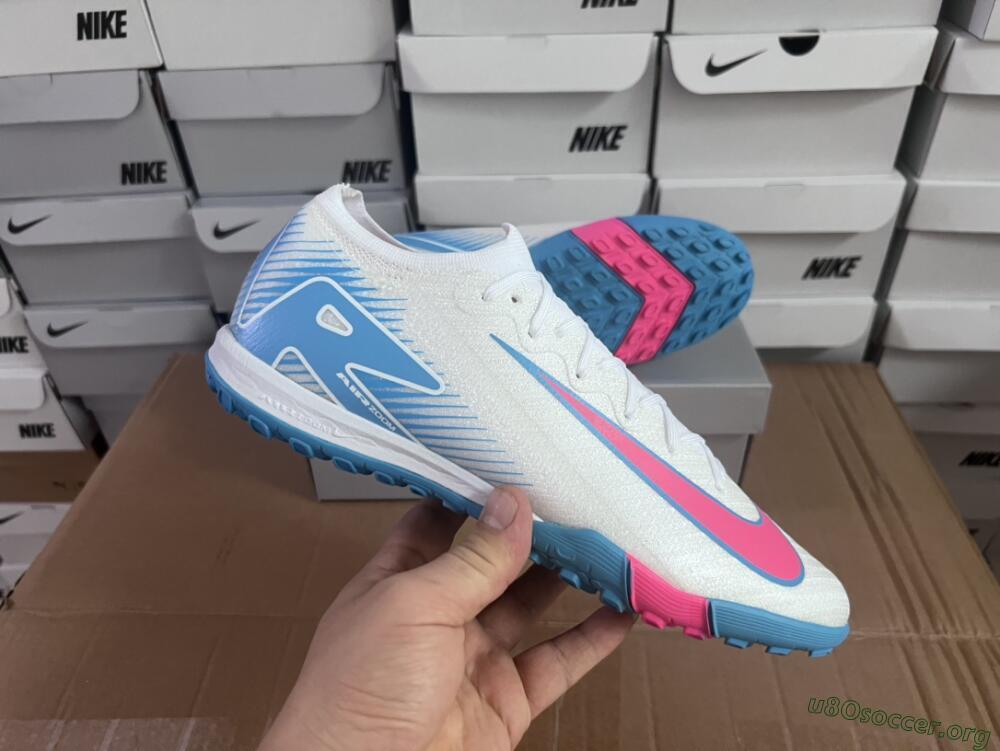 Nike Air Zoom Mercurial Vapor 16 Elite TF Football Shoes - White/Pink/Blue