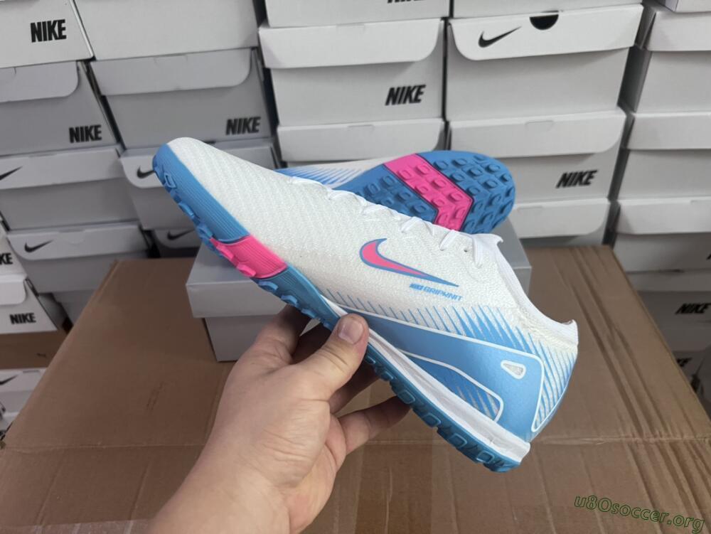 Nike Air Zoom Mercurial Vapor 16 Elite TF Football Shoes - White/Pink/Blue