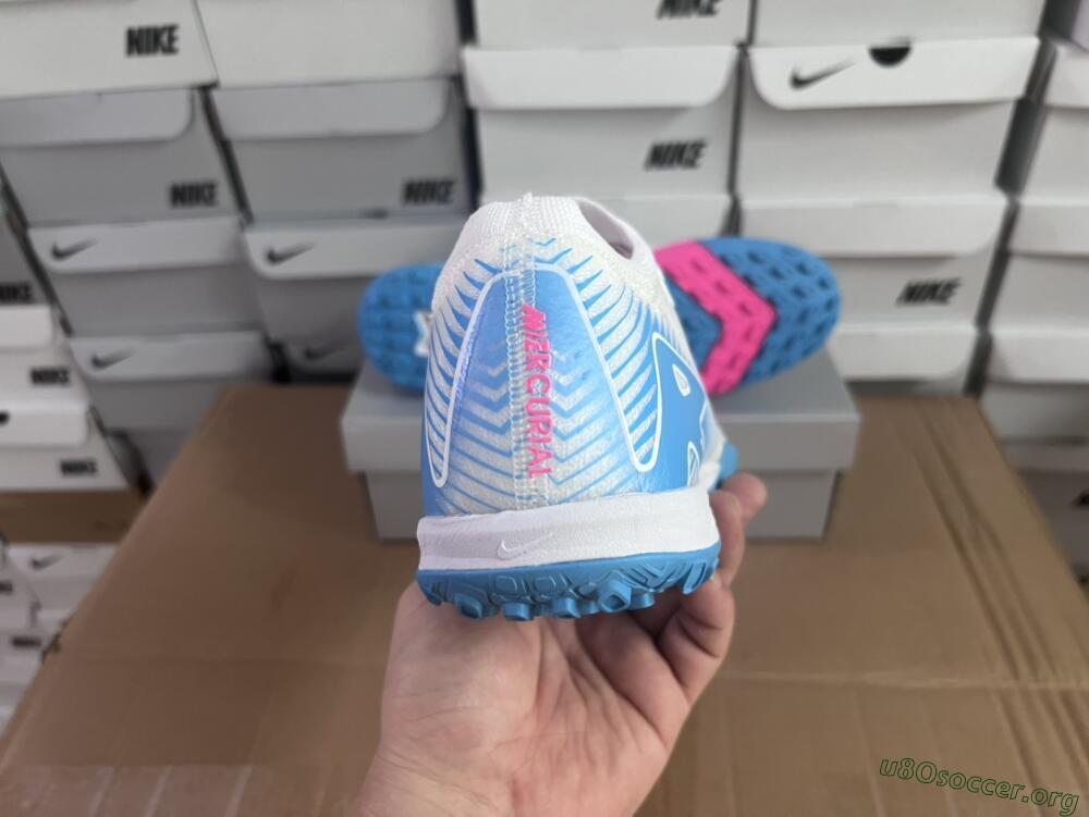 Nike Air Zoom Mercurial Vapor 16 Elite TF Football Shoes - White/Pink/Blue