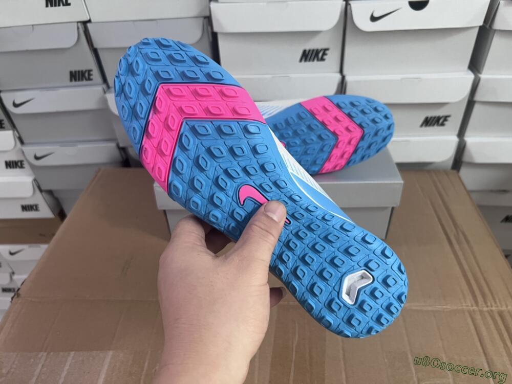 Nike Air Zoom Mercurial Vapor 16 Elite TF Football Shoes - White/Pink/Blue