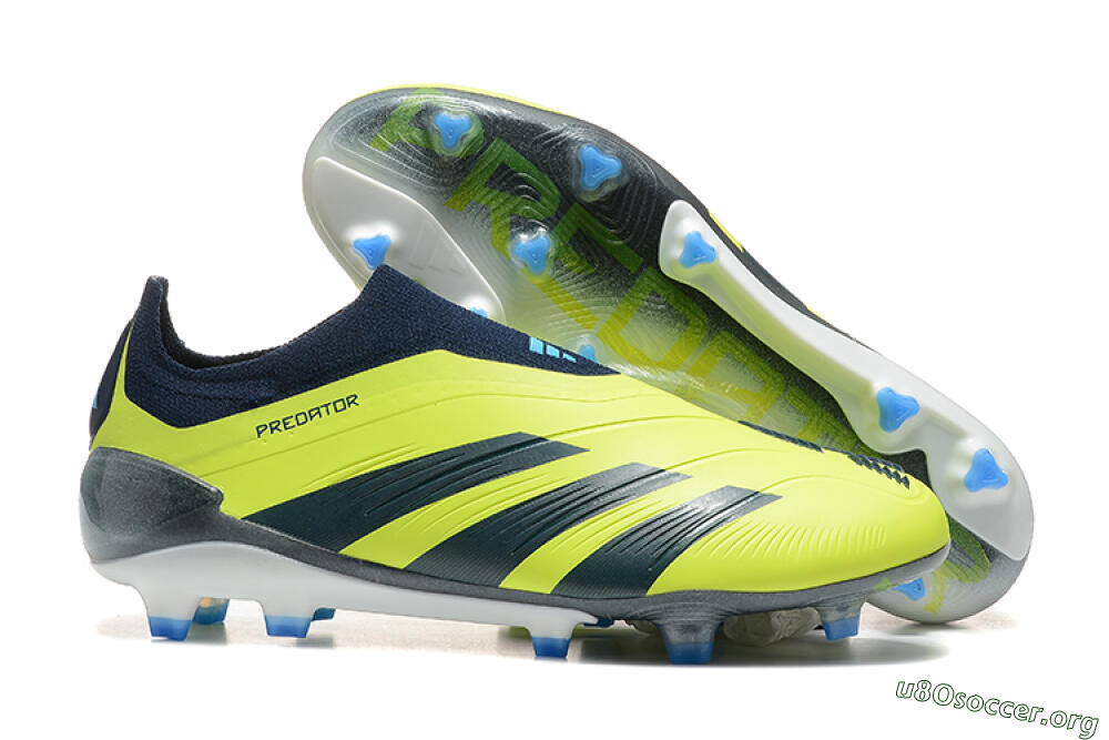 Adidas Predator 24 Elite Laceless FG Football Boots - Yellow/Black/Blue 2