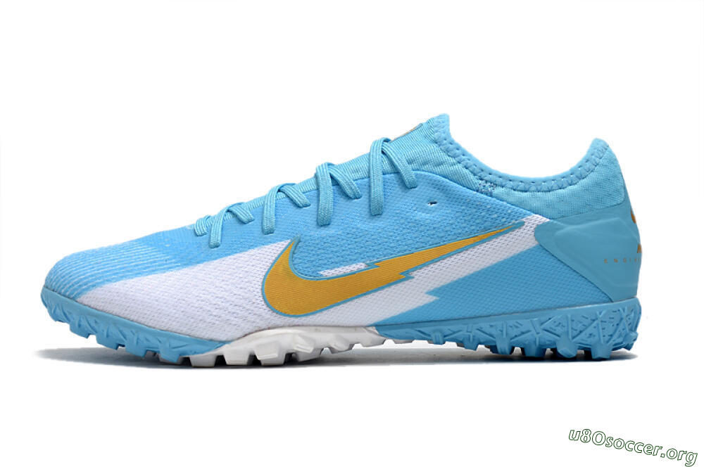 Nike Mercurial Vapor 13 Pro TF Football Shoes - Jade/White/Gold 3