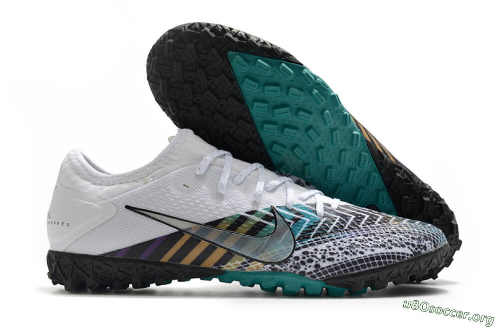 Nike Mercurial Vapor 13 Pro TF Football Shoes - White/Black/Jade 2