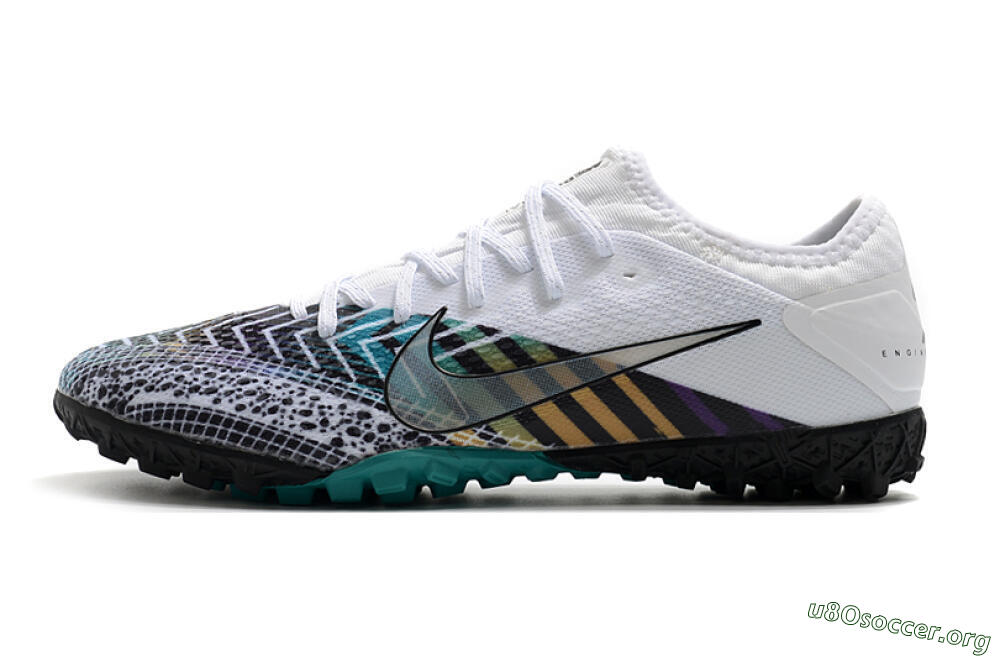 Nike Mercurial Vapor 13 Pro TF Football Shoes - White/Black/Jade 3