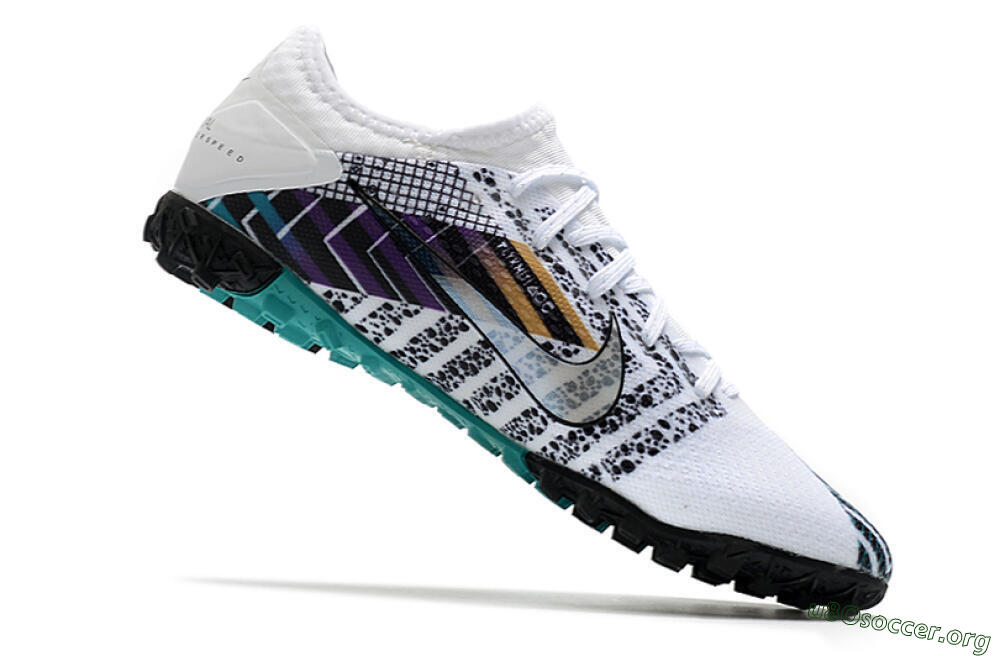 Nike Mercurial Vapor 13 Pro TF Football Shoes - White/Black/Jade 4