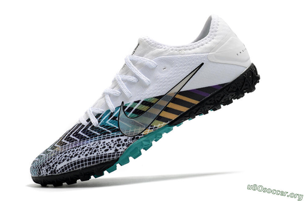 Nike Mercurial Vapor 13 Pro TF Football Shoes - White/Black/Jade 5