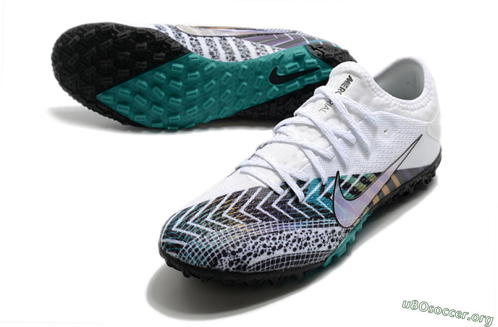 Nike Mercurial Vapor 13 Pro TF Football Shoes - White/Black/Jade 0
