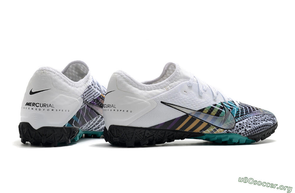 Nike Mercurial Vapor 13 Pro TF Football Shoes - White/Black/Jade 6