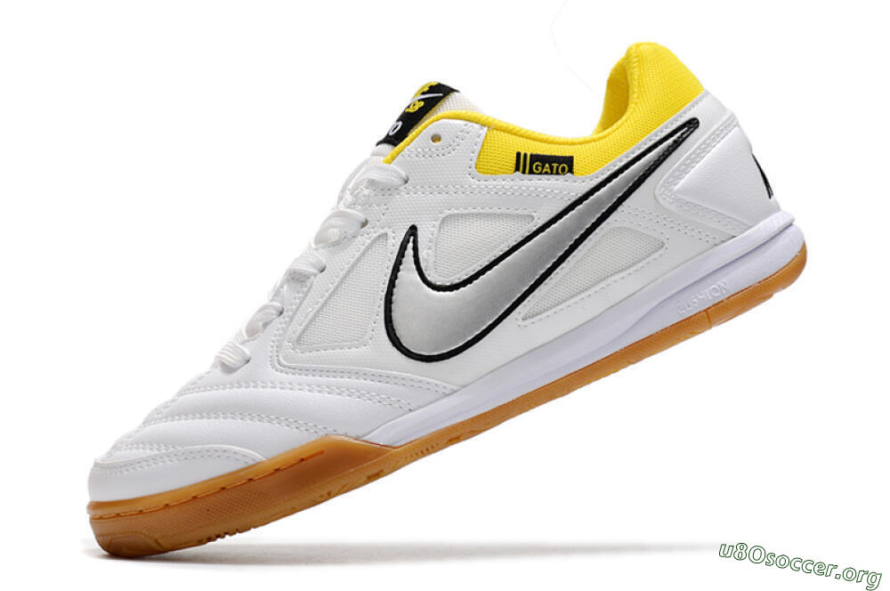 Supreme x Nike SB Gato IC Football Shoes - White/Silver/Yellow 4