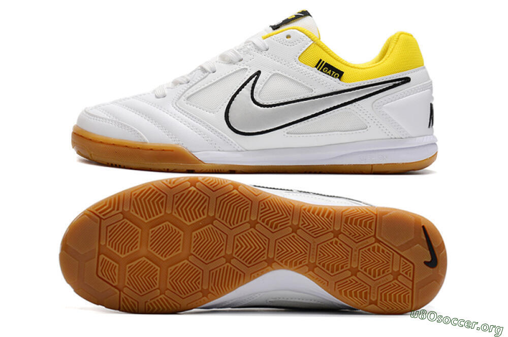 Supreme x Nike SB Gato IC Football Shoes - White/Silver/Yellow 1