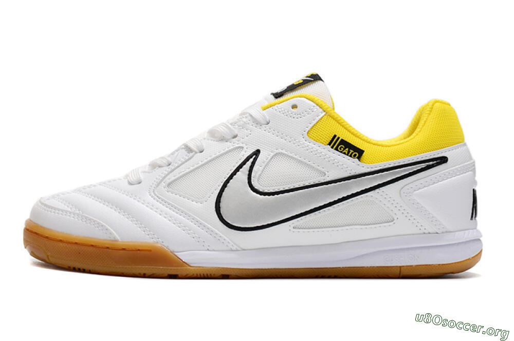 Supreme x Nike SB Gato IC Football Shoes - White/Silver/Yellow 3