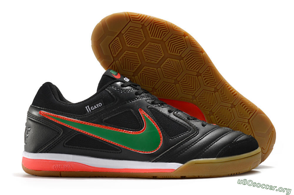 Supreme x Nike SB Gato IC Football Shoes - Black/Red/Green 2