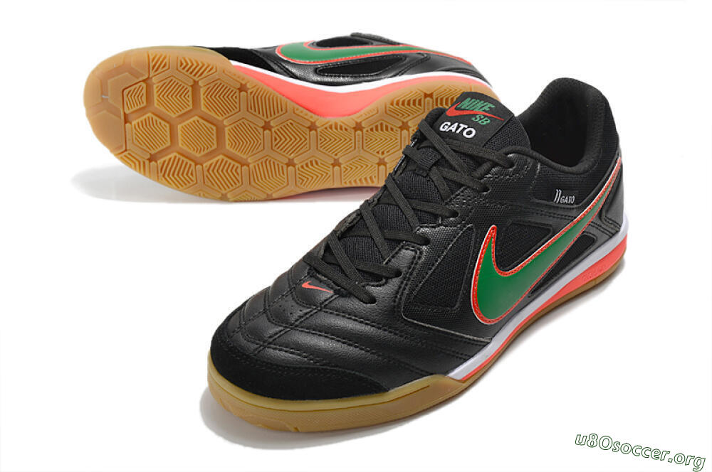 Supreme x Nike SB Gato IC Football Shoes - Black/Red/Green 0