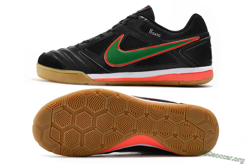 Supreme x Nike SB Gato IC Football Shoes - Black/Red/Green 1