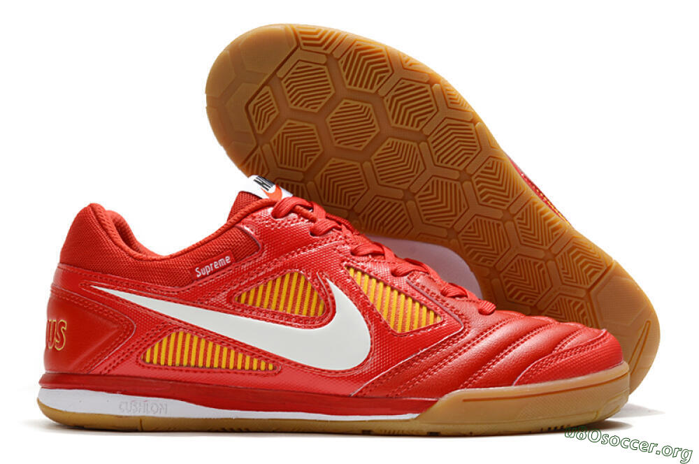 Supreme x Nike SB Gato IC Football Shoes - Red/White/Yellow 2
