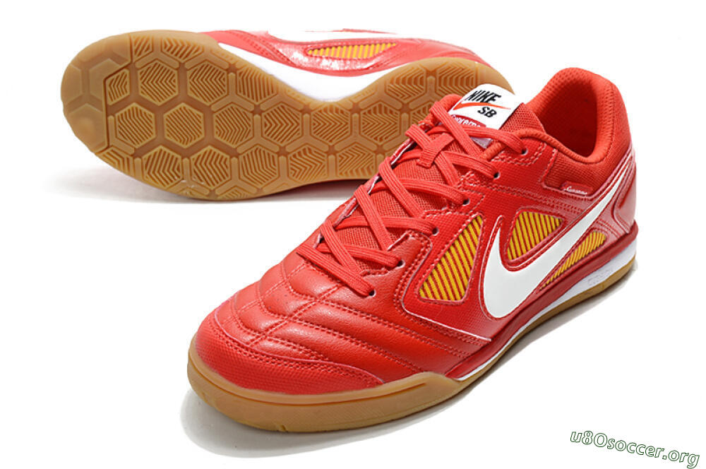 Supreme x Nike SB Gato IC Football Shoes - Red/White/Yellow 0