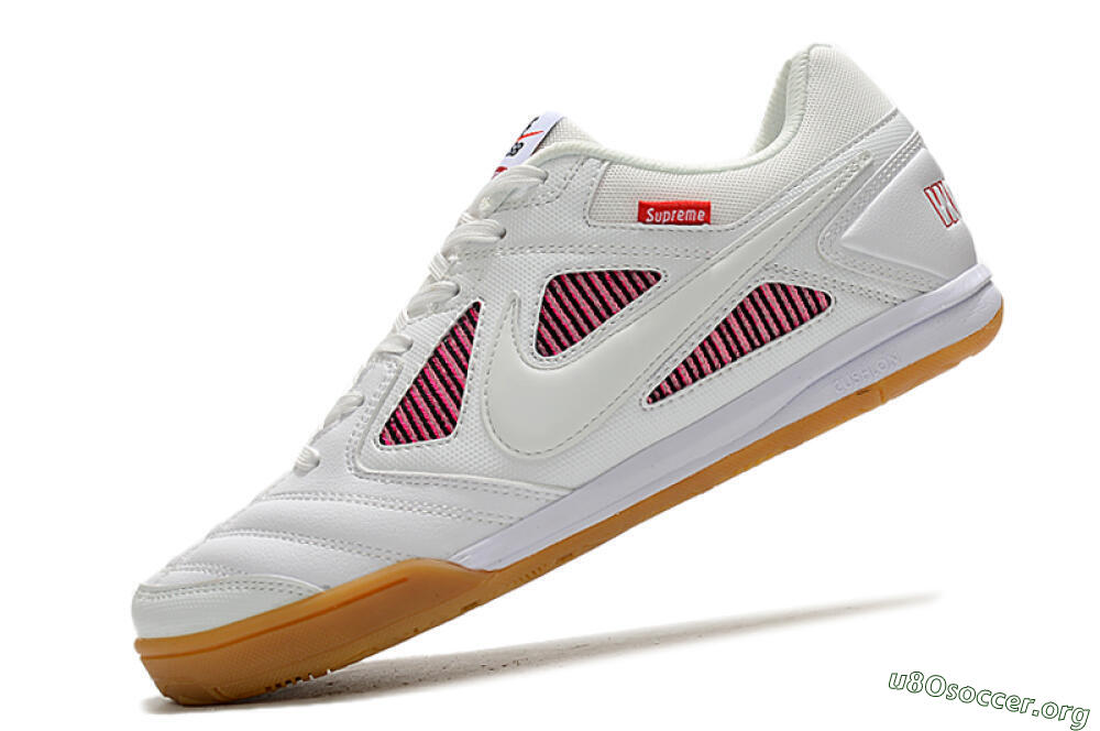 Supreme x Nike SB Gato IC Football Shoes - White/Red/Brown 5