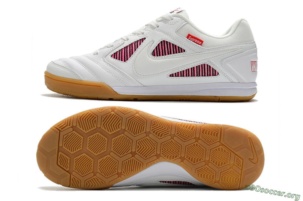 Supreme x Nike SB Gato IC Football Shoes - White/Red/Brown 1