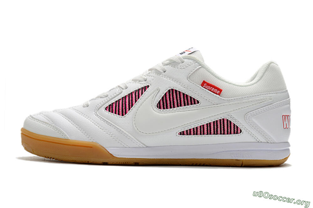 Supreme x Nike SB Gato IC Football Shoes - White/Red/Brown 3