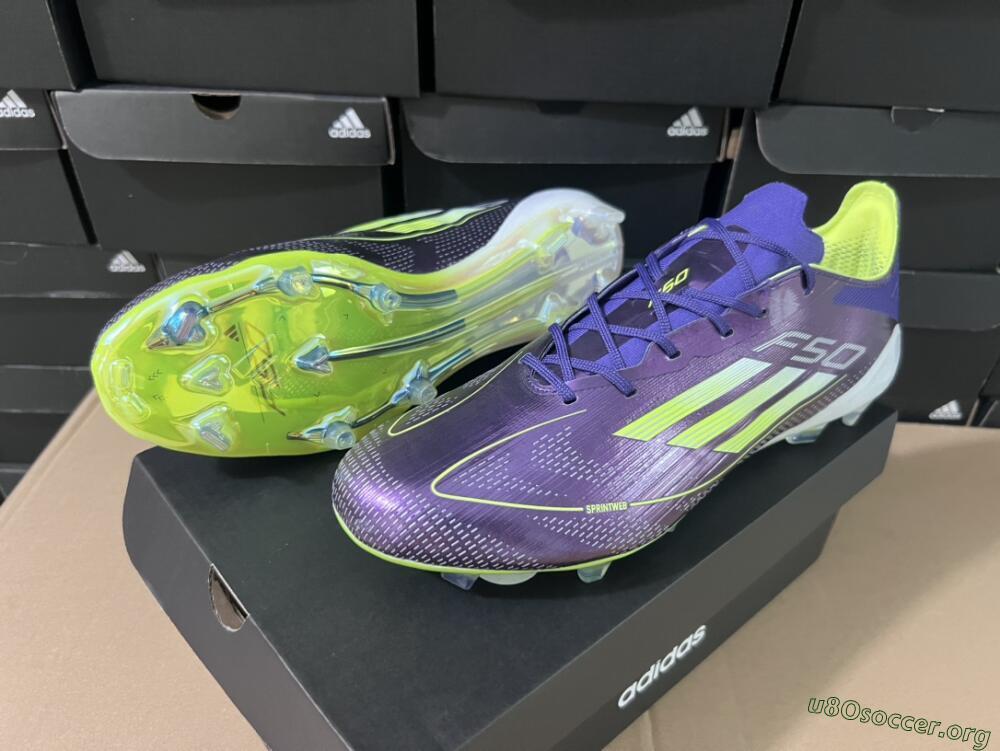 Adidas F50 Adizero FG Football Boots - Purple/Yellow/White