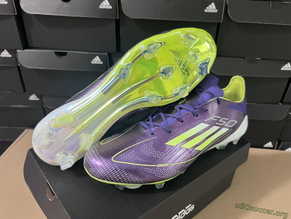 Adidas F50 Adizero FG Football Boots - Purple/Yellow/White