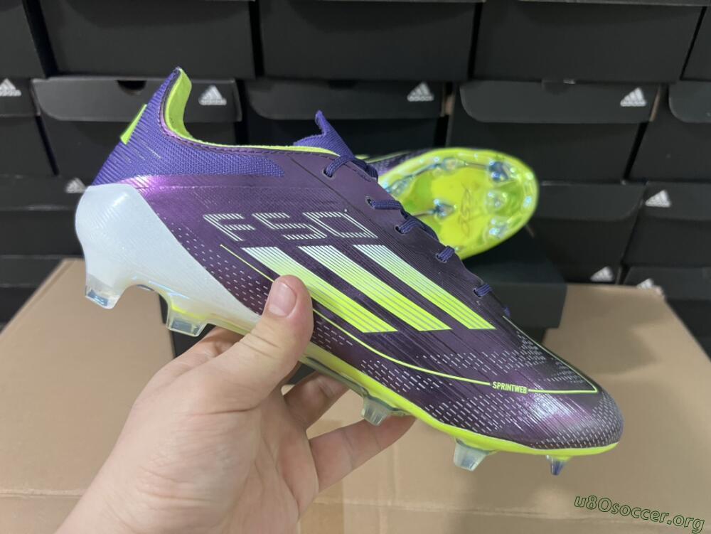 Adidas F50 Adizero FG Football Boots - Purple/Yellow/White
