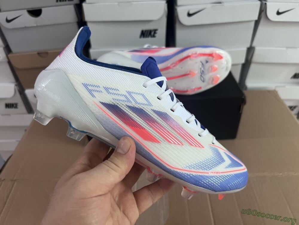 Adidas F50 Adizero FG Football Boots - White/Blue/Pink