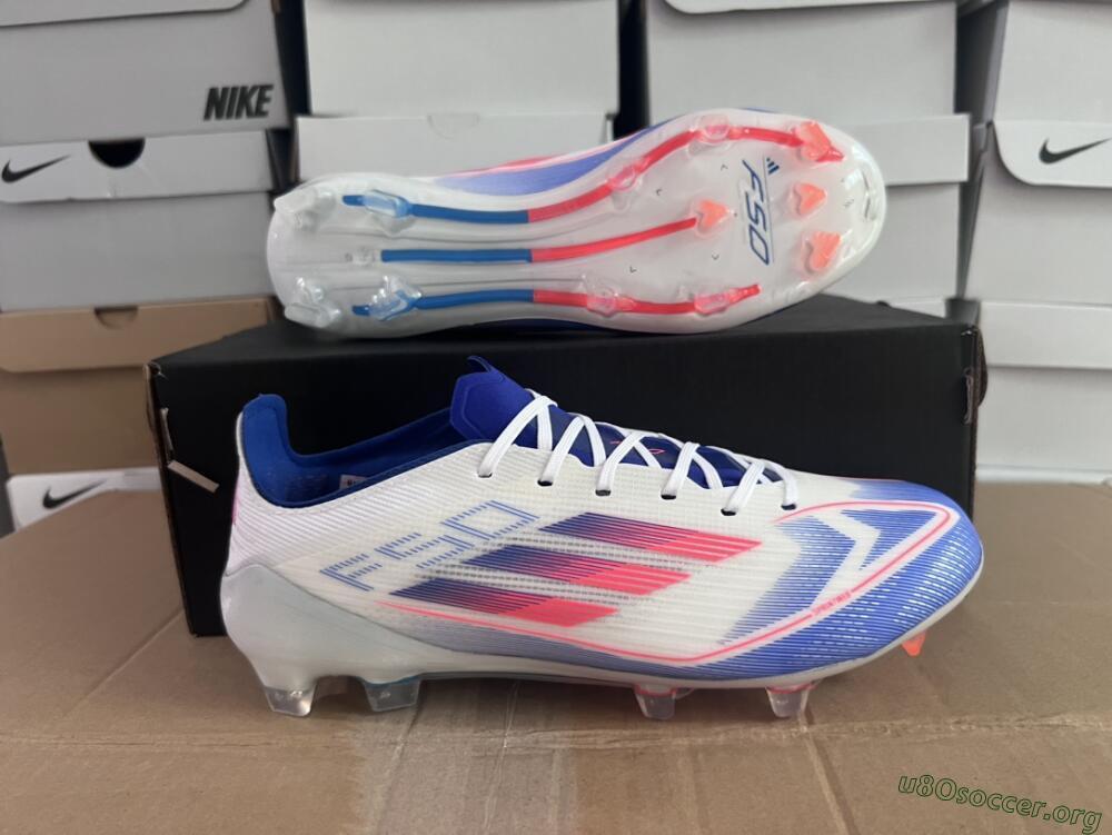 Adidas F50 Adizero FG Football Boots - White/Blue/Pink