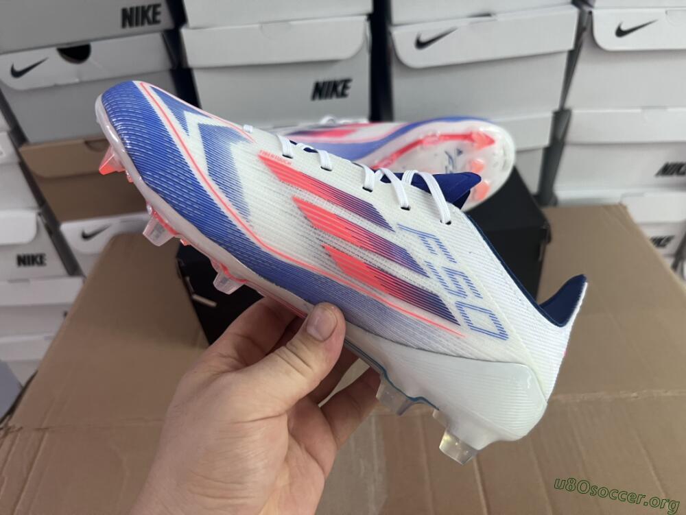 Adidas F50 Adizero FG Football Boots - White/Blue/Pink