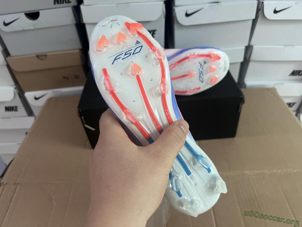 Adidas F50 Adizero FG Football Boots - White/Blue/Pink