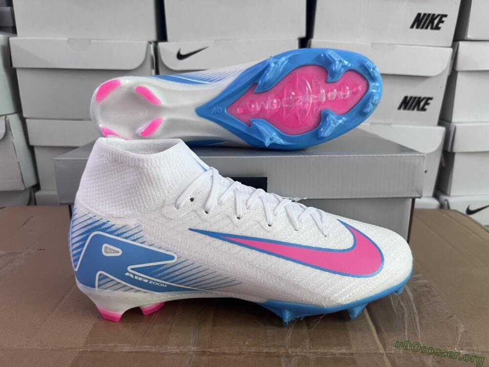 Nike Air Zoom Mercurial Superfly 10 Elite FG Football Boots - White/Pink/Blue
