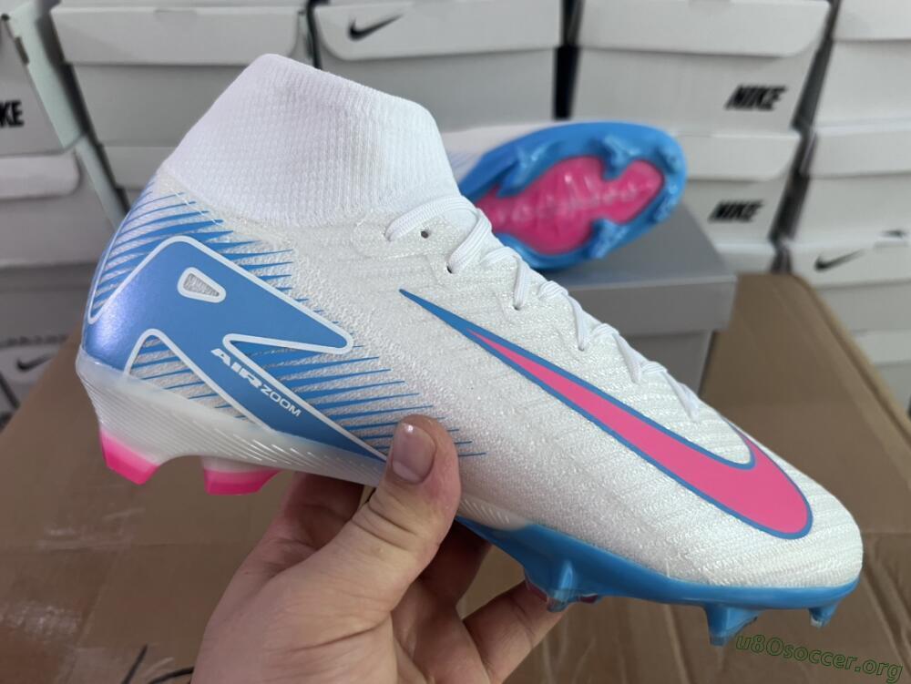 Nike Air Zoom Mercurial Superfly 10 Elite FG Football Boots - White/Pink/Blue