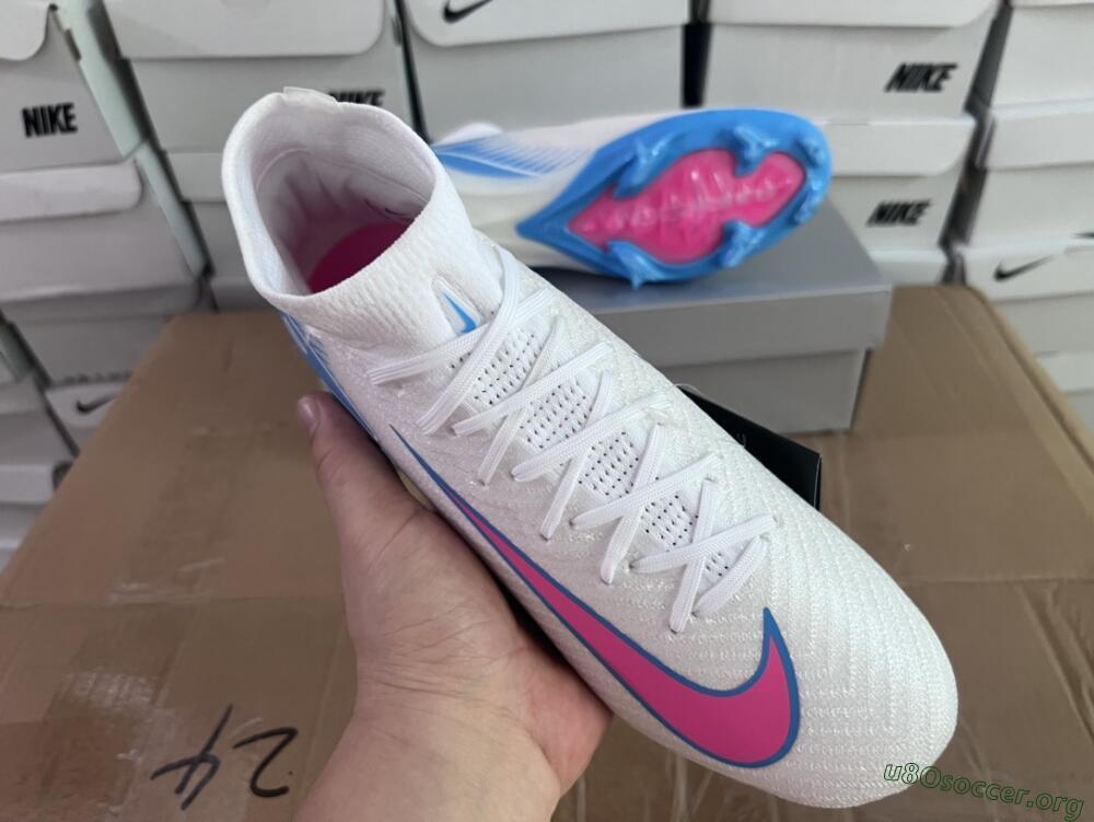 Nike Air Zoom Mercurial Superfly 10 Elite FG Football Boots - White/Pink/Blue