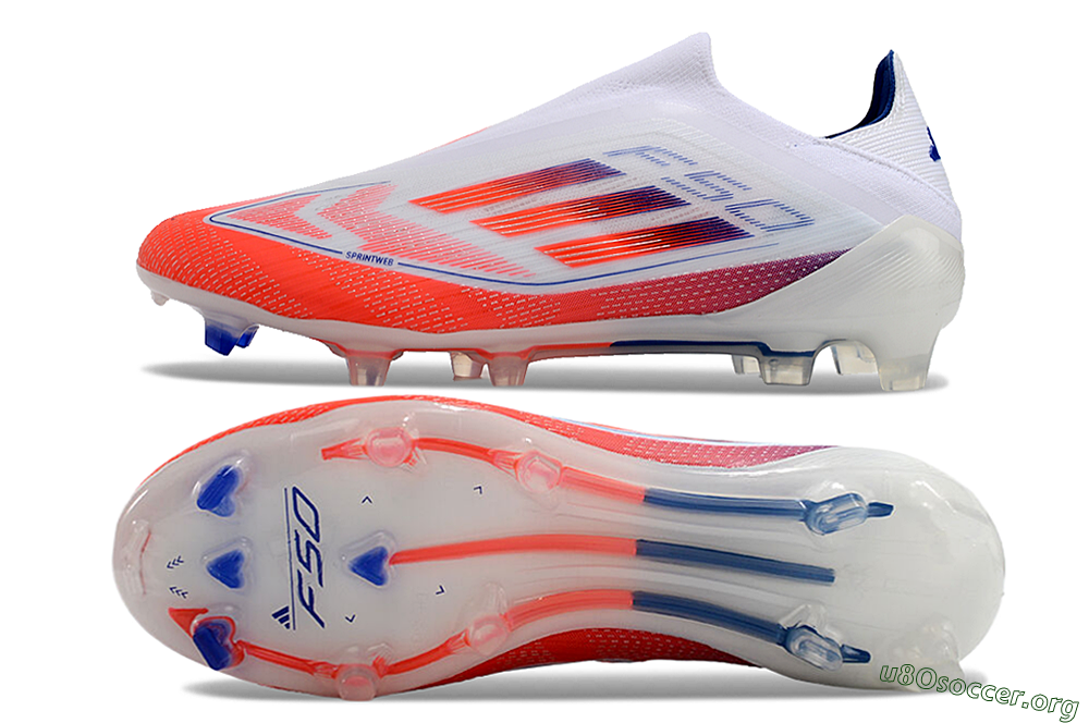 Adidas F50 Elite Laceless FG Football Boots - White/Red/Blue 1