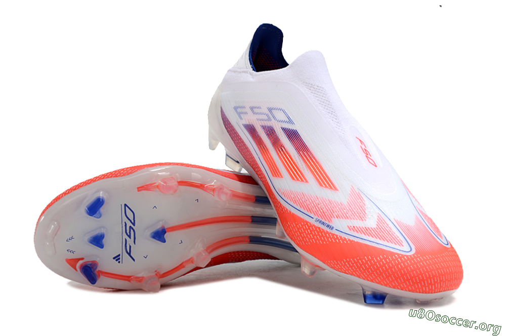 Adidas F50 Elite Laceless FG Football Boots - White/Red/Blue 3