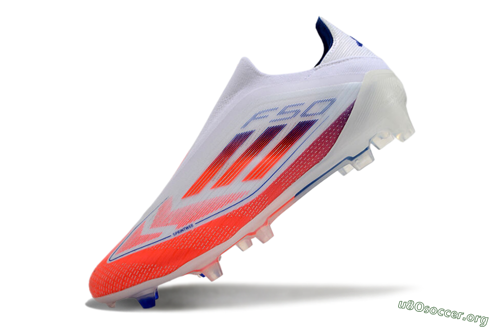 Adidas F50 Elite Laceless FG Football Boots - White/Red/Blue 4