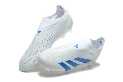 Adidas Predator Elite Laceless FG Football Boots - White/Blue