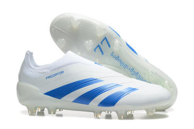 Adidas Predator Elite Laceless FG Football Boots - White/Blue
