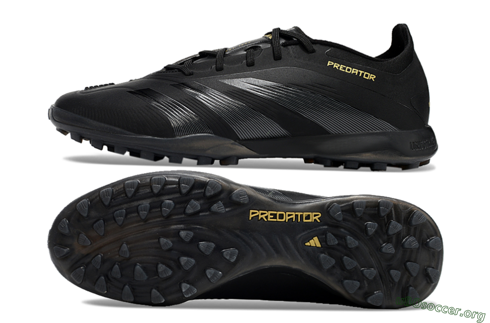 Adidas Predator 24 Elite TF Football Shoes - Black/Silver/Yellow 1