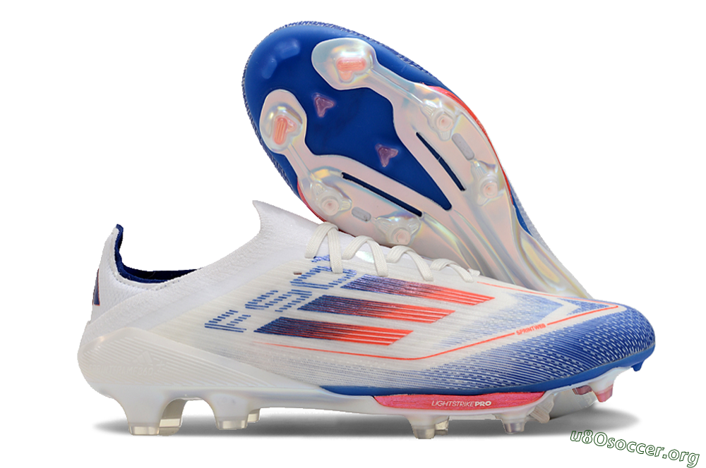 Adidas F50+ Lightstrike Pro FG Football Boots - Cloud White/Solar Red/Lucid Blue 2