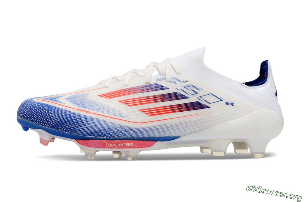 Adidas F50+ Lightstrike Pro FG Football Boots - Cloud White/Solar Red/Lucid Blue 3