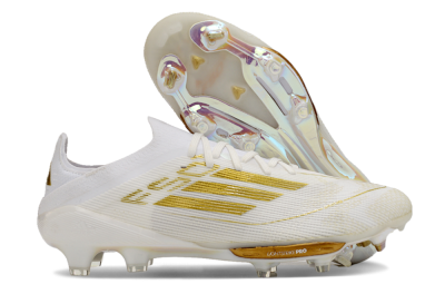 Adidas F50+ Lightstrike Pro FG Football Boots - Cloud White/Gold Metallic/Cloud White